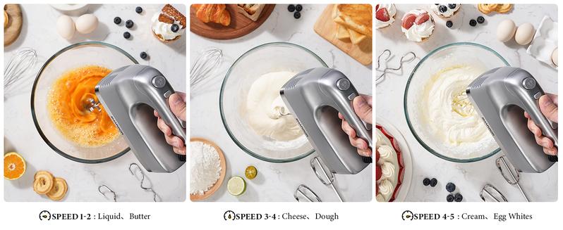 SHARDOR Hand Mixer, 450W Handheld Mixer with Storage Case 5-Speed Plus Turbo Hand Mixer Electric With 5 Stainless Steel Attachments(2 Beaters, 2 Dough Hooks and 1 Whisk), Silver SHARDOR Hand Mixer, 450W Handheld Mixer with Storage Case 5-Speed Plus Turbo Hand Mixer Electric With 5 Stainless Steel Attachments(2 Beaters, 2 Dough Hooks and 1 Whisk), Silver