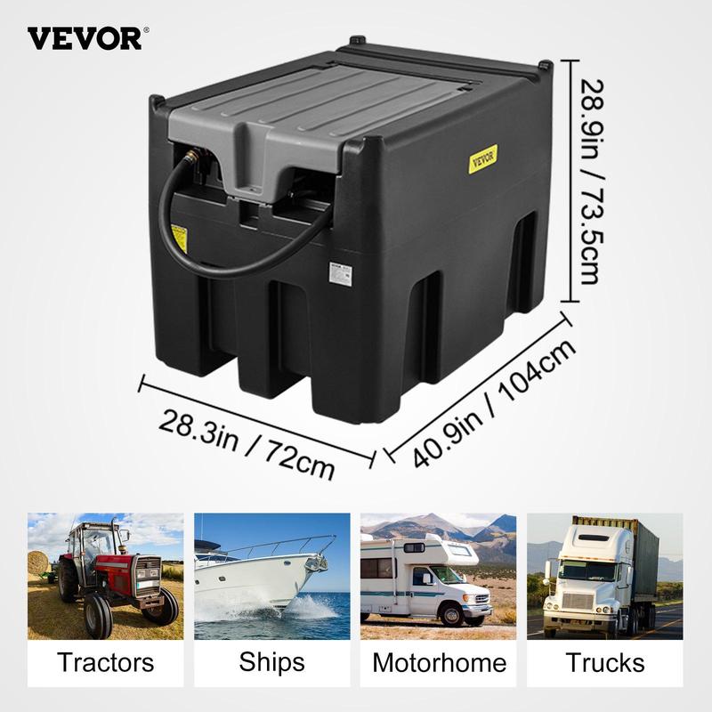 VEVOR Portable Diesel Tank, 58 Gallon Capacity & 10 GPM Flow Rate, Diesel Fuel Tank with 12V Electric Transfer Pump and 13.1ft Rubber Hose, PE Diesel Transfer Tank for Easy Fuel Transportation, Black