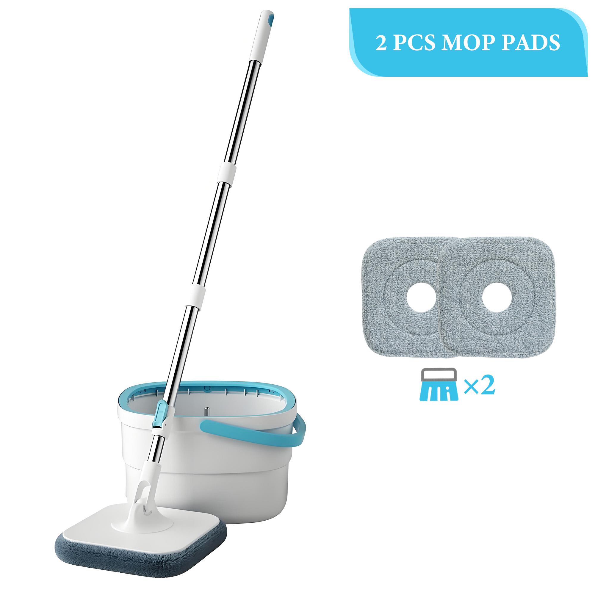 Bepatio 360° Spin Mop and Bucket Set with 2/4 Microfiber Refills , Square Spin Mop Head & Dual Compartment Mop Bucket , Wet And Dry Use, Perfect for Bedroom & Living room & Bathroom