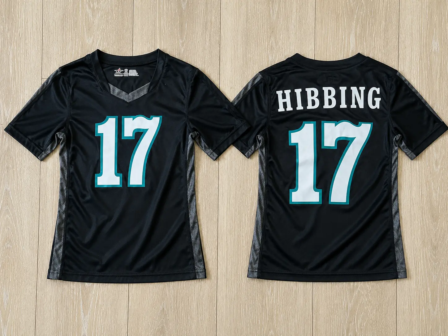 Hibbing Volleyball Number 17 Black and Grey Team Jersey | Moisture-Wicking Short Sleeve V-Neck Athletic Tee | Premium Breathable Fabric Perfect for Game Day, Players, and Fans Gift
