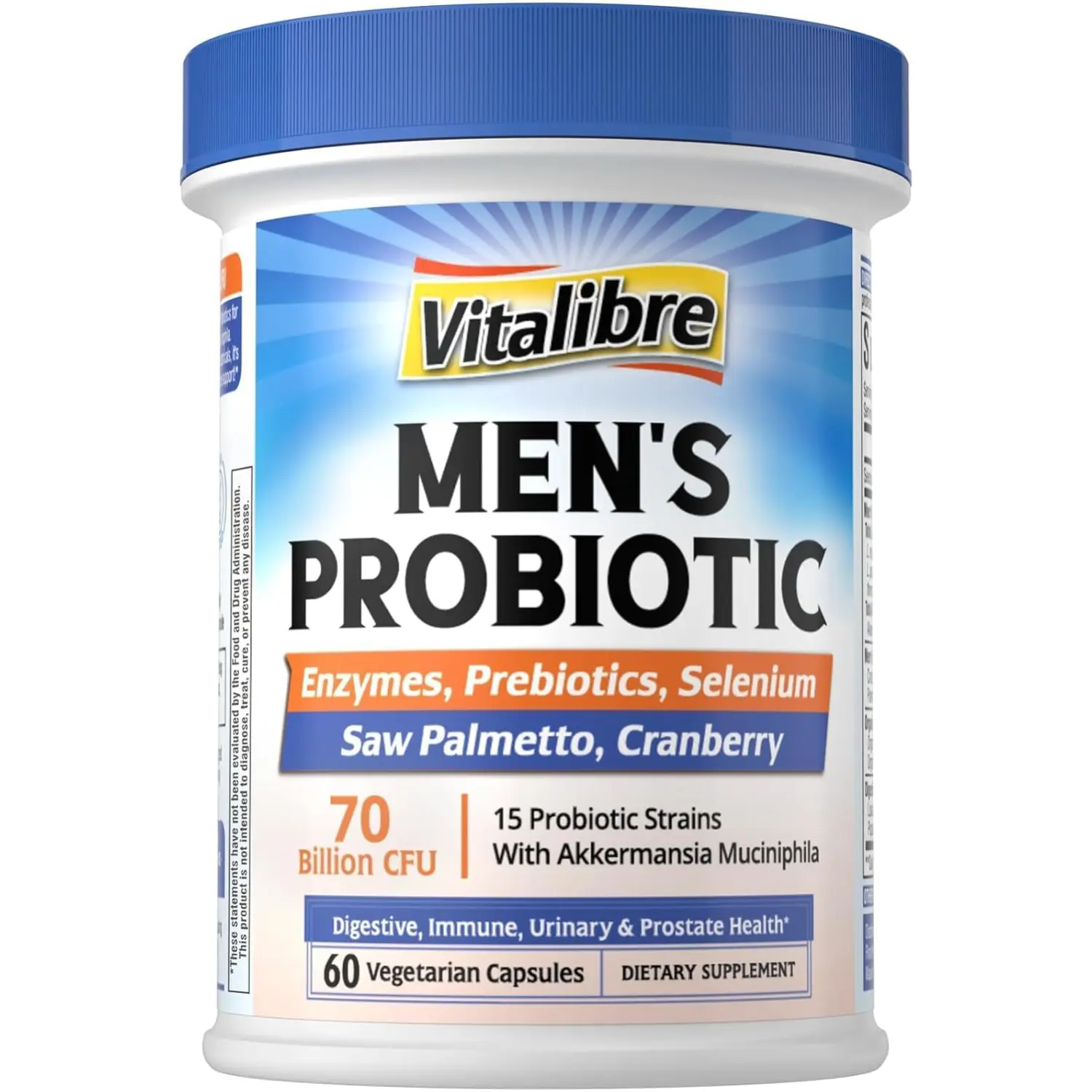 Probiotics for Men with Akkermansia and Prebiotics Supports Gut Digestive Immune Prostate and Urinary Health 70B CFU 60 Capsules Healthcare Dietary