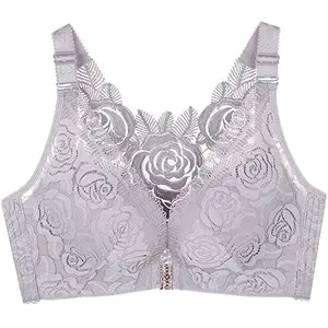 Floral Secrets: Comfort Rose Bra for Everyday Wear & Pushup - Grey