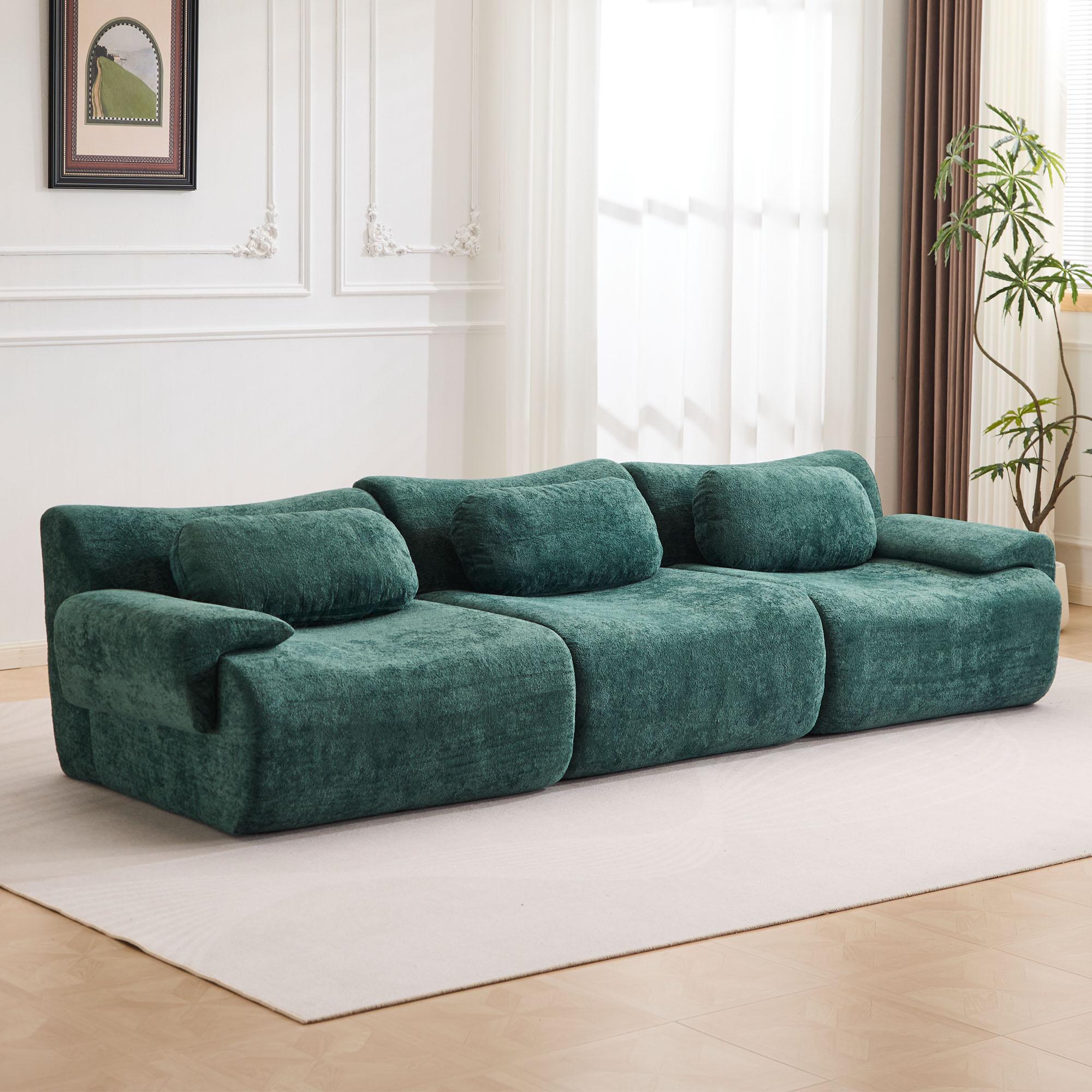 QAK 184" Living Room Bone-Free Sofa Set Cloud Modular Sofa Boxed, Memory Foam Modern Sofa, Large Comfort Compression Sofa, Compact Space Bedroom Apartment Two-Person Sofa