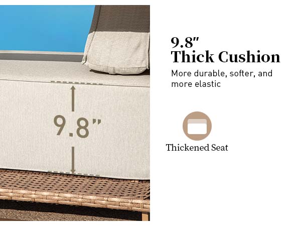 Phivilla Home Outdoor Patio Furniture Set - Sectional Rattan Wicker Sofa Couch, 10" Thick Waterproof Cushions, Assembly Required, Garden Use, SpringGlowUp