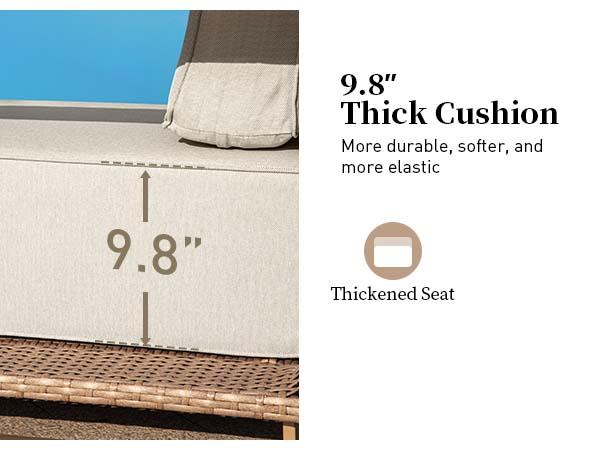 Sophia&William Outdoor Patio Furniture Set - Sectional Rattan Wicker Sofa Couch, 10" Thick Waterproof Cushions, Assembly Required, Garden Use, FathersDayGift