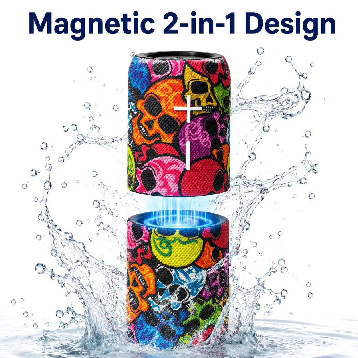Magnetic Golf Cart duo Speaker, 2-in-1 Detachable Bluetooth Speaker with 20W Louder Sound, IPX5 Waterproof Portable Speaker with Strong Magnets, True Wireless Stereo, TF Card & AUX Support for Outdoor/Gym