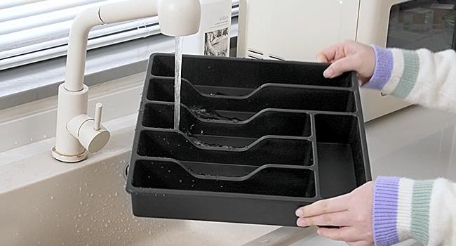 Lifewit Silverware Organizer with Lid, Covered Utensil Tray for Kitchen Drawer and Countertop, Plastic Storage Box for Spoons, Forks, Knives