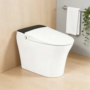 Heated Seat One-piece Smart Toilet, Tankless Auto Flush With Foot Sensor