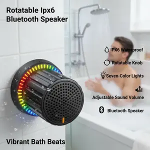 IPX6 Bathroom Rotatable Knob Bluetooth Speaker with Seven Color Lights for Vibrant Party Vibes Adjustable Sound Volume