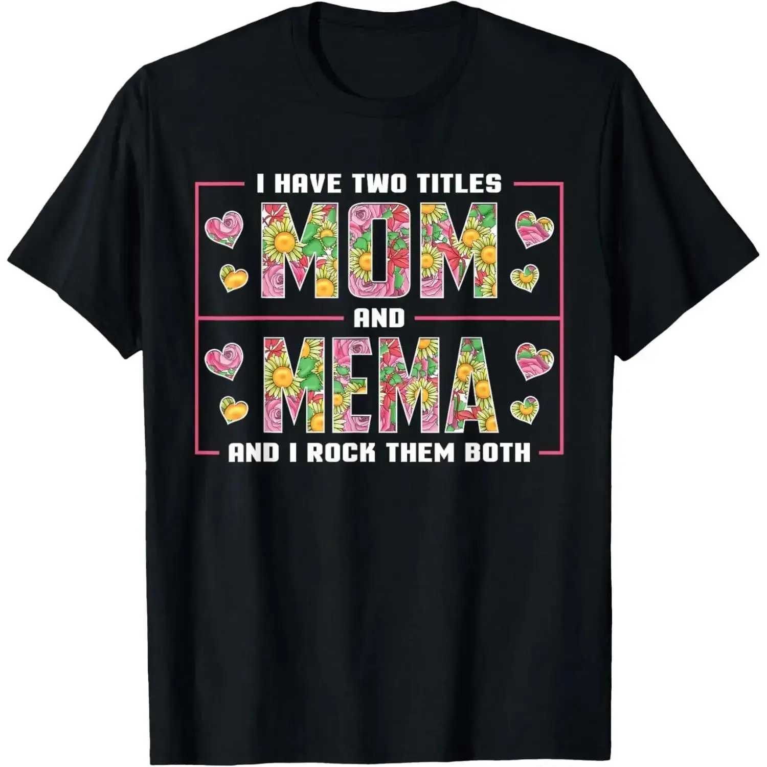 Women's 'Mom & Mema' Graphic Crew Neck Short Sleeve T-Shirt, Oversized Drop Shoulder Loose Casual Heavyweight Cotton Streetwear Top for Mother's Day