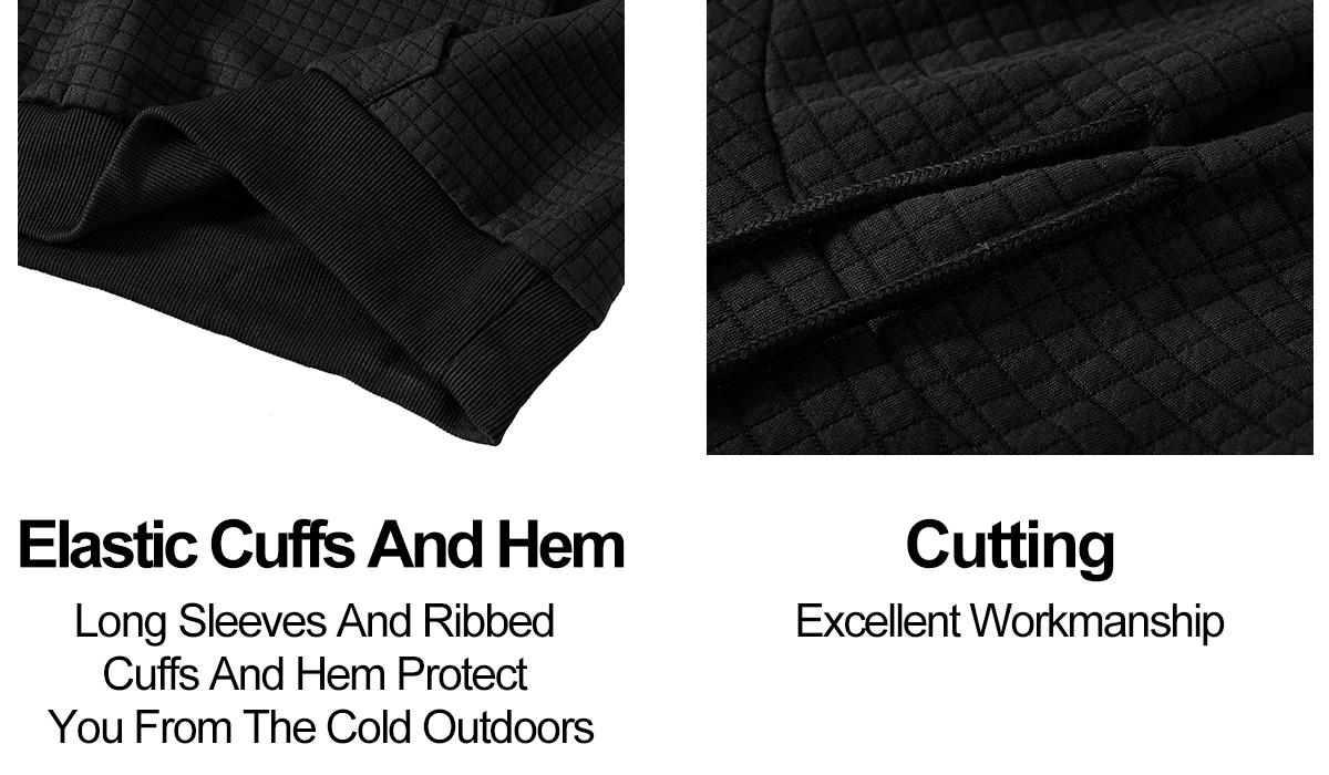 Mens Hoodies Sweatshirts Long Sleeve Fashion Waffle Knit Pullover Hoodie with Pocket Drawstring Adjustable Hood Comfortable Polyester Spandex Fabric Plaid Jacquard Design