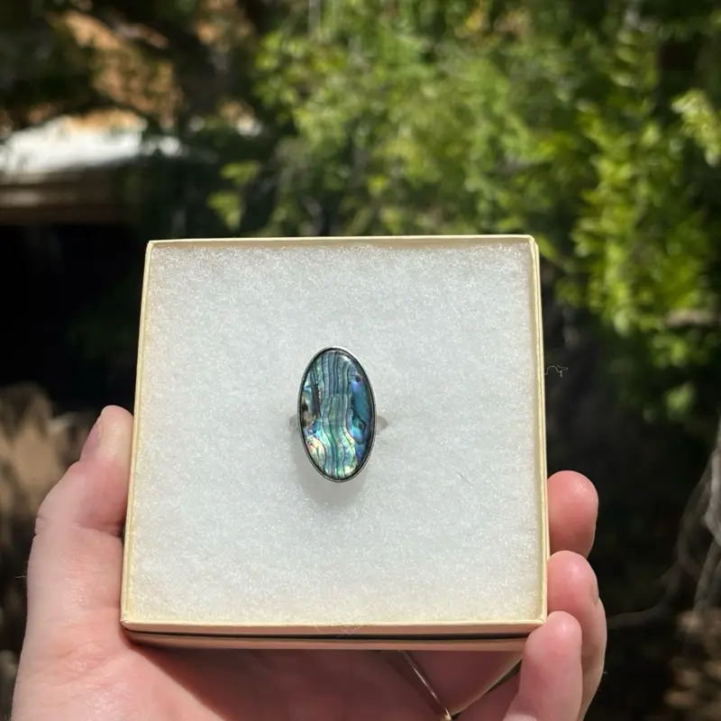 Sterling Silver Abalone Shell Ring | Abalone Shell Jewelry