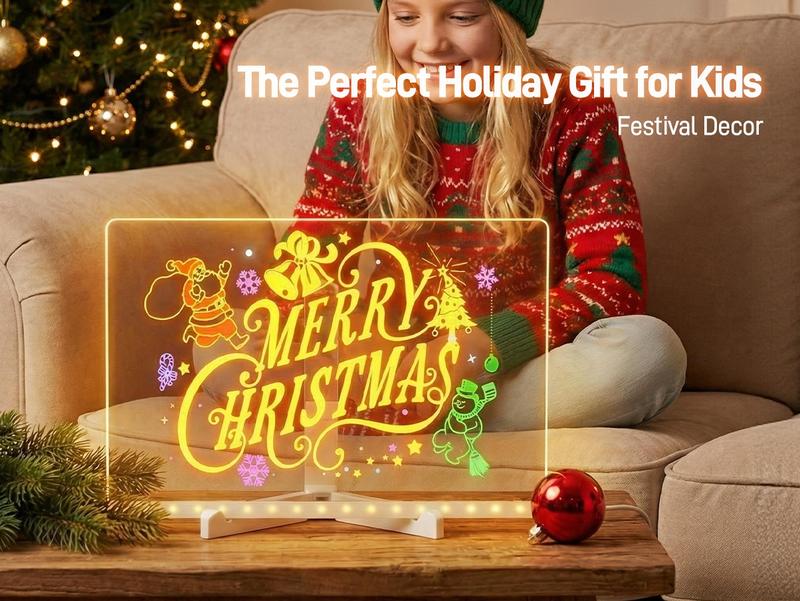 Conatu Acrylic LED Drawing Board for Kids, Acrylic Dry Erase Light-Up Drawing Board with Stand, Markers & Wipes, Erasable Reusable Board for Kids Learning, Ideal Gift for Birthday