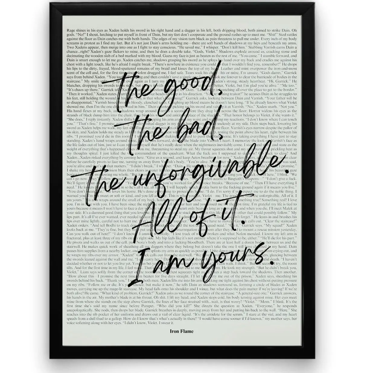Book Quote Print, Fourth Wing Quote, Iron Flame Rebecca Yarros, It's Been My Honor, Wall Art, Book Lover Poster (unframed)