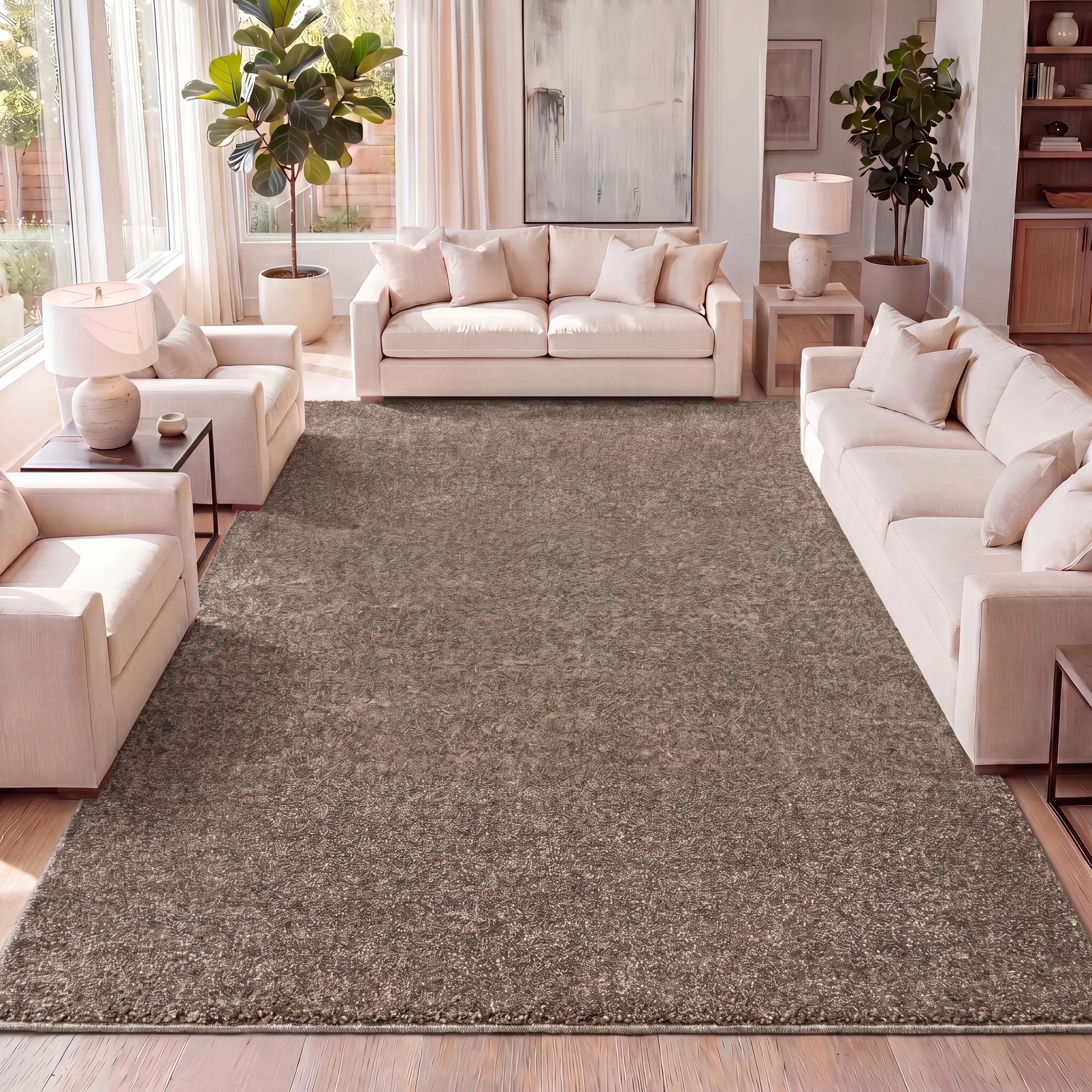 JONATHAN Y Haze Solid Low-Pile Indoor Brown Area Rug; for Living Room, Kitchen, Bedroom, Dining Room, Office