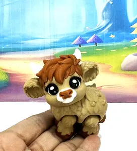 3D Printed Baby Highland Cow Figurine, 2.5 Inches Articulated Farm Animal Cow, Farmhouse Decor