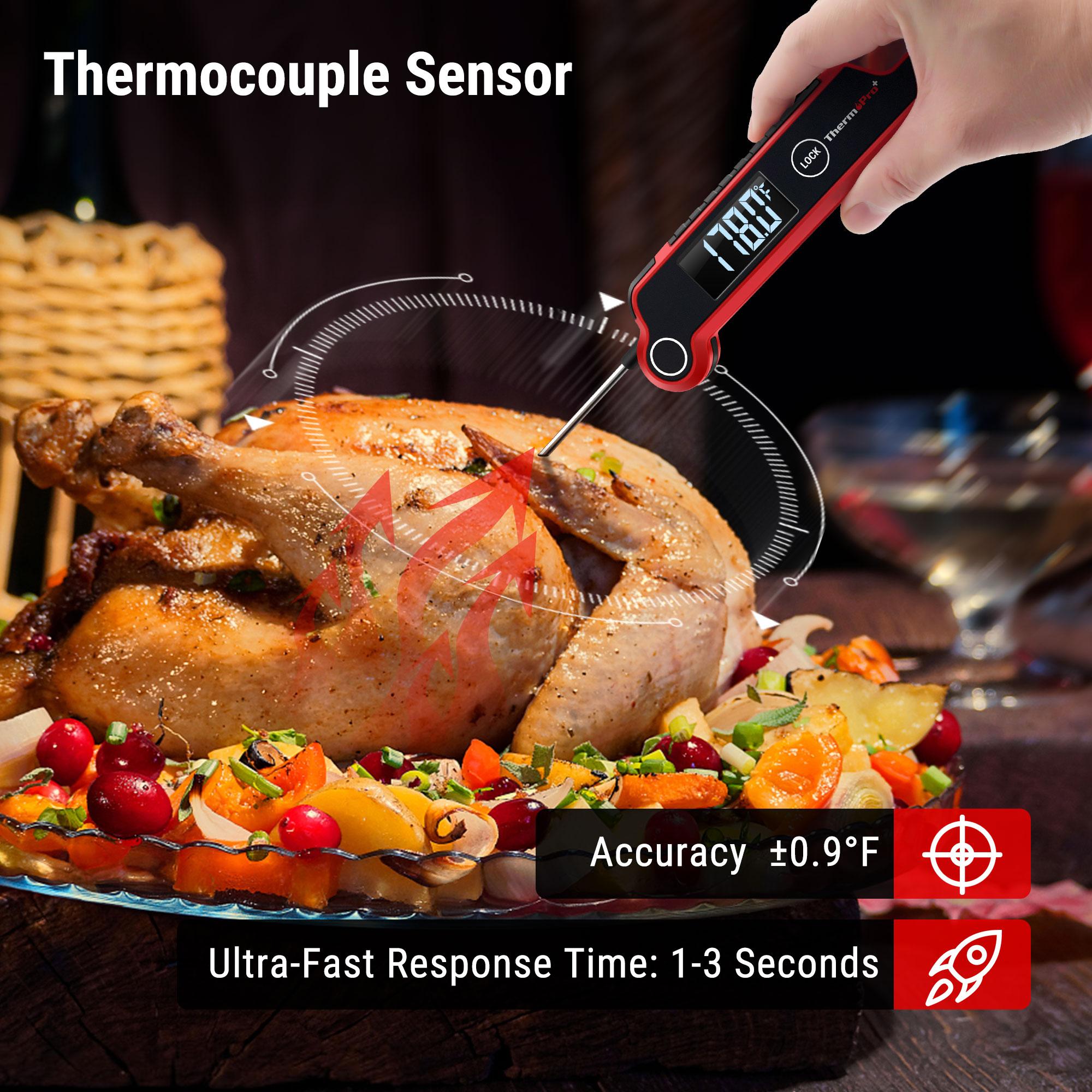 [BBQ Season]ThermoPro 1-S Read Digital Meat Thermometer, Auto-Rotating Display, Waterproof for Cooking, BBQ, Grill, Kitchen Measuring Utensils Black  Modern Kitchenware Compact