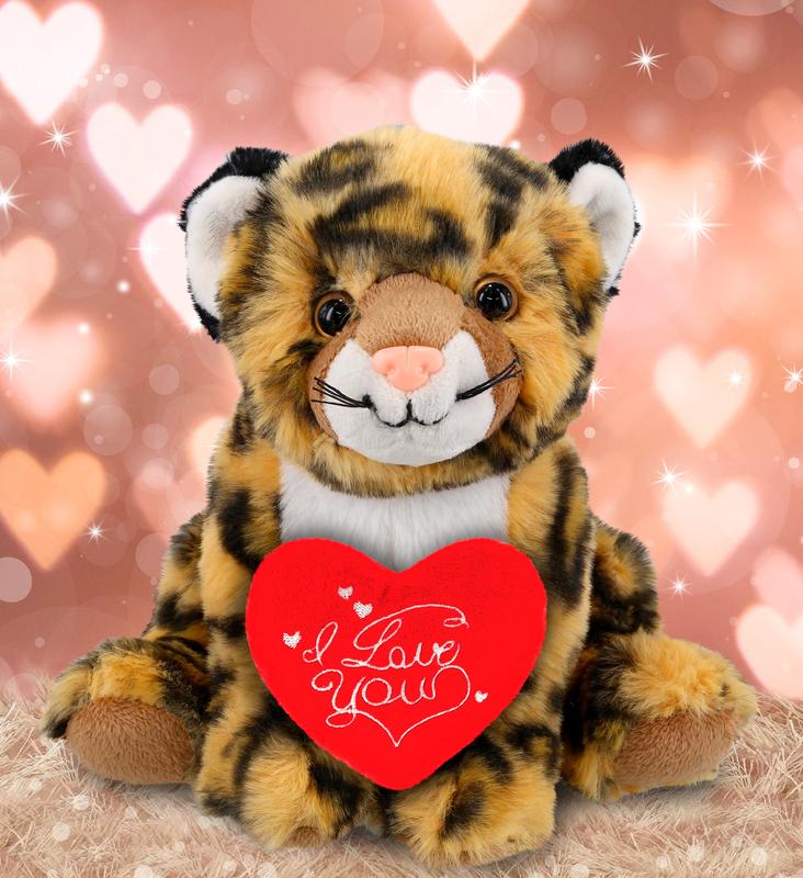 PLUSH I LOVE YOU RED HEART - SUPER-SOFT PLUSH - SQUAT LEOPARD 8"