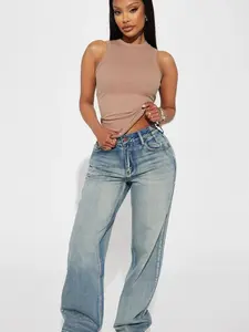 Women High Waist Baggy Jeans – Light Wash