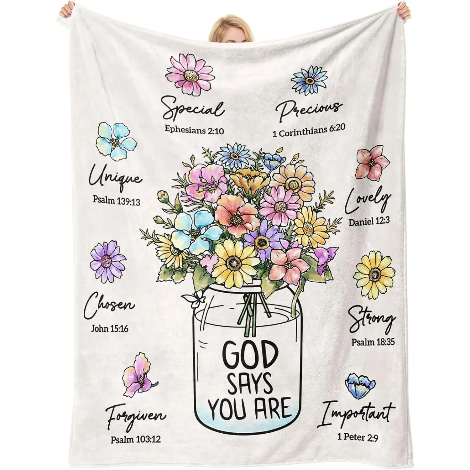 Christian gifts suitable for women, Christian blankets with floral patterns, birthday gifts for women, baptism religious Christmas spirit gifts (for sisters, daughters, girls, friends, mothers), soft flannel throw blankets