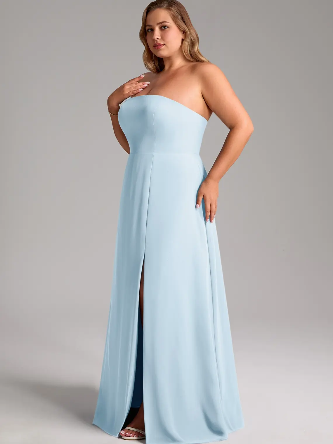 Azazie Wren A-Line Strapless Straight-Neck Leg-Slit Bridesmaid Wedding  Guest Formal Dress - TikTok Shop