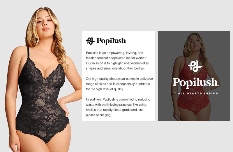 Popilush Lace Smooth V-Neck Shapewear Bodysuit Official  Elegant-LIVE