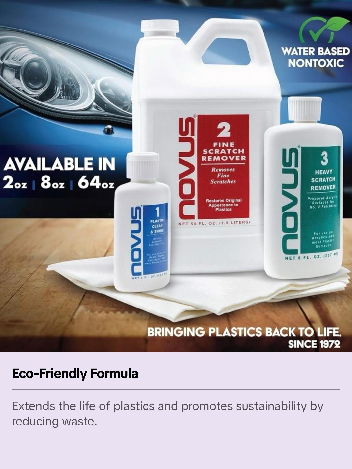 NOVUS Plastic Scratch Remover Kit – 3-Step Polish & Repair System for Acrylic, Plexiglass, & Plastic Surfaces – Fine & Heavy Scratch Remover – Shine & Restore – 2oz Bottles & Polish Mates NOVUS Plastic Scratch Remover Kit – 3-Step Polish & Repair System for Acrylic, Plexiglass, & Plastic Surfaces – Fine & Heavy Scratch Remover – Shine & Restore – 2oz Bottles & Polish Mates