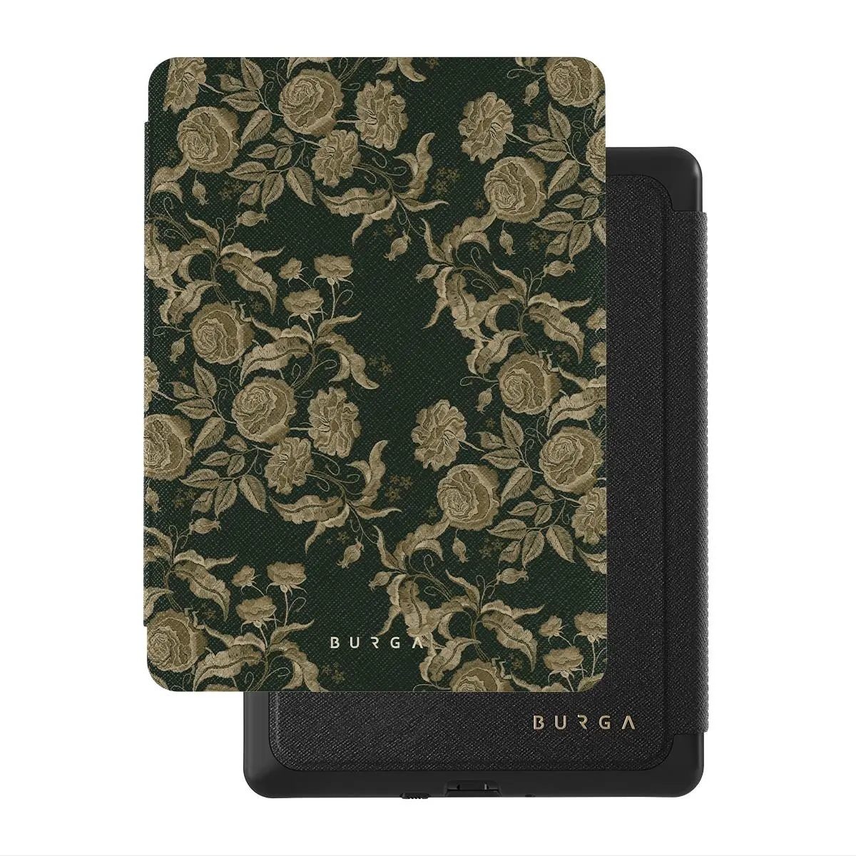 BURGA Vegan Leather Folio E-Reader Case Cover for Kindle Paperwhite Gen 11-12 (6.8" & 7", Signature & Colorsoft) - Destiny Floral Print, Handheld Strap, Auto Sleep/Wake, Magnetic Closure, TPU Bumper Shockproof Protection, Screen & Device Guard