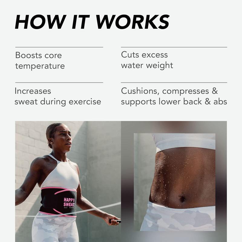 Happy Sweat Waist Trimmer for Women and Men - Sweat Band Waist Trainer for High-Intensity Training & Workouts