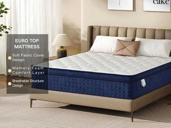 12/14 Inch Twin, Full, Queen, King  Memory Foam And Spring, Hybrid  Medium Firmness,Motion Isolation and Firm Edges， Breathable Spring   ,Ergonomic queen size  Interior Modern，For Home Rooms Hotels fort able Pocket Coil Mattress modern