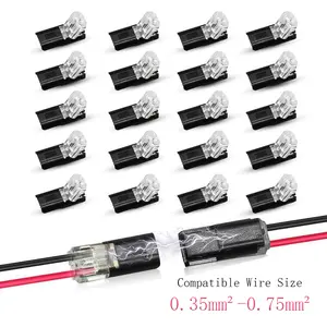 Double-Wire Plug-in Connector Led Light Strip Connectors 2 Pin,Compatible Wire Size 0.35mm²-0.75mm²,Led Strip Lights Connectors Low Voltage Wire Connector with Locking Buckle,Fast Connect Plugs Led Connectors for Strip Lights-YY.