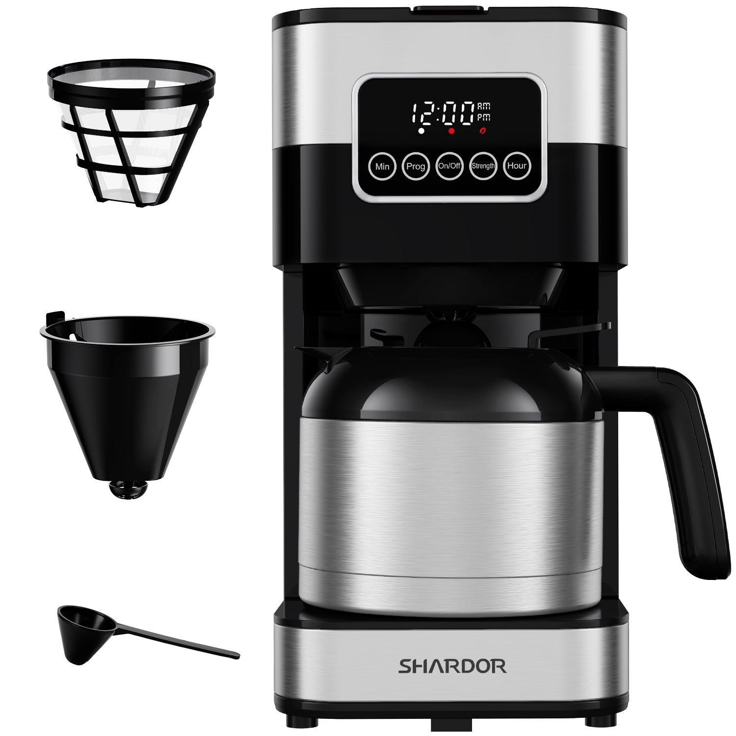 SHARDOR  10-Cup Drip Coffee Maker with Touch-Screen Programmable, Stainless Steel Brew Coffee Machine, Pause & Serve, Regular & Strong Coffee Brewer, Black