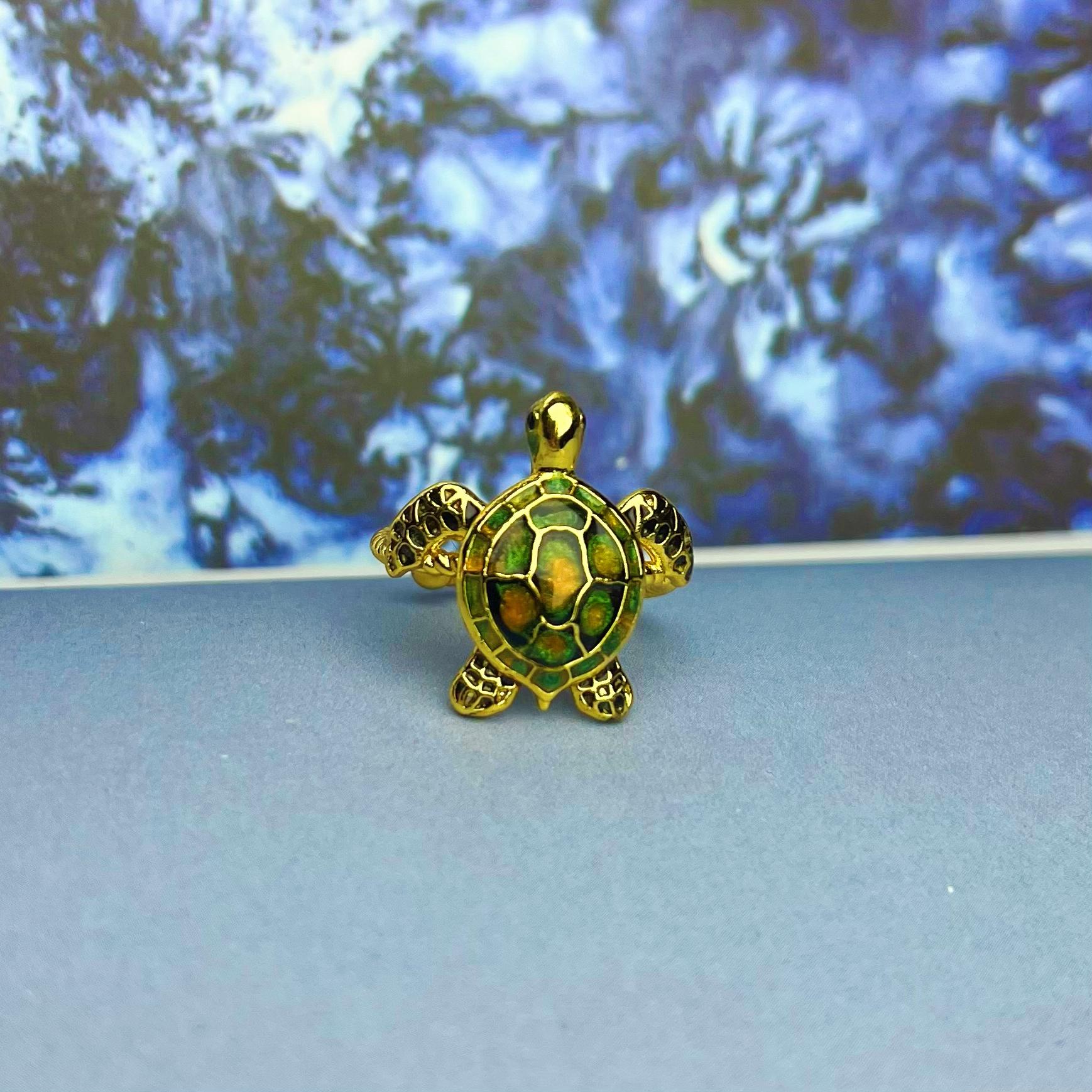 Lucky Turtle Ring-adjustable,Symbol of Ocean Wisdom, Beach Serenity, and Good Fortune for Couples or Friendship