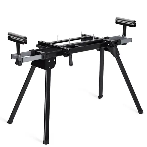 440 lbs load capacitty miter saw stand with 76-4/5'' max sliding rail, anti-rust steel frame,portable and woodworking projects -tool box,foldable workstation