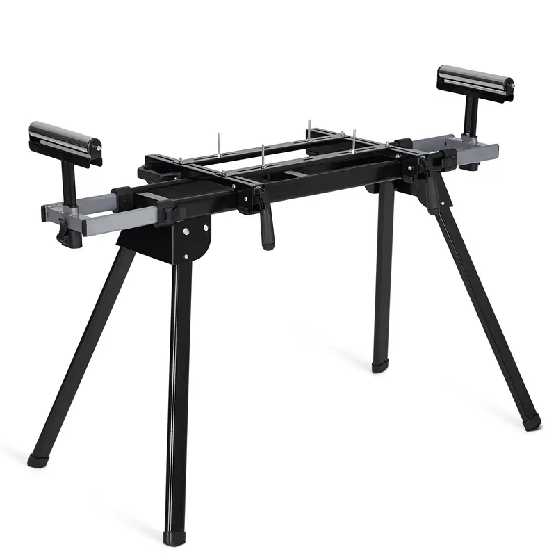 440 lbs load capacitty miter saw stand with 76-4/5'' max sliding rail, anti-rust steel frame,portable and woodworking projects -tool box,foldable workstation