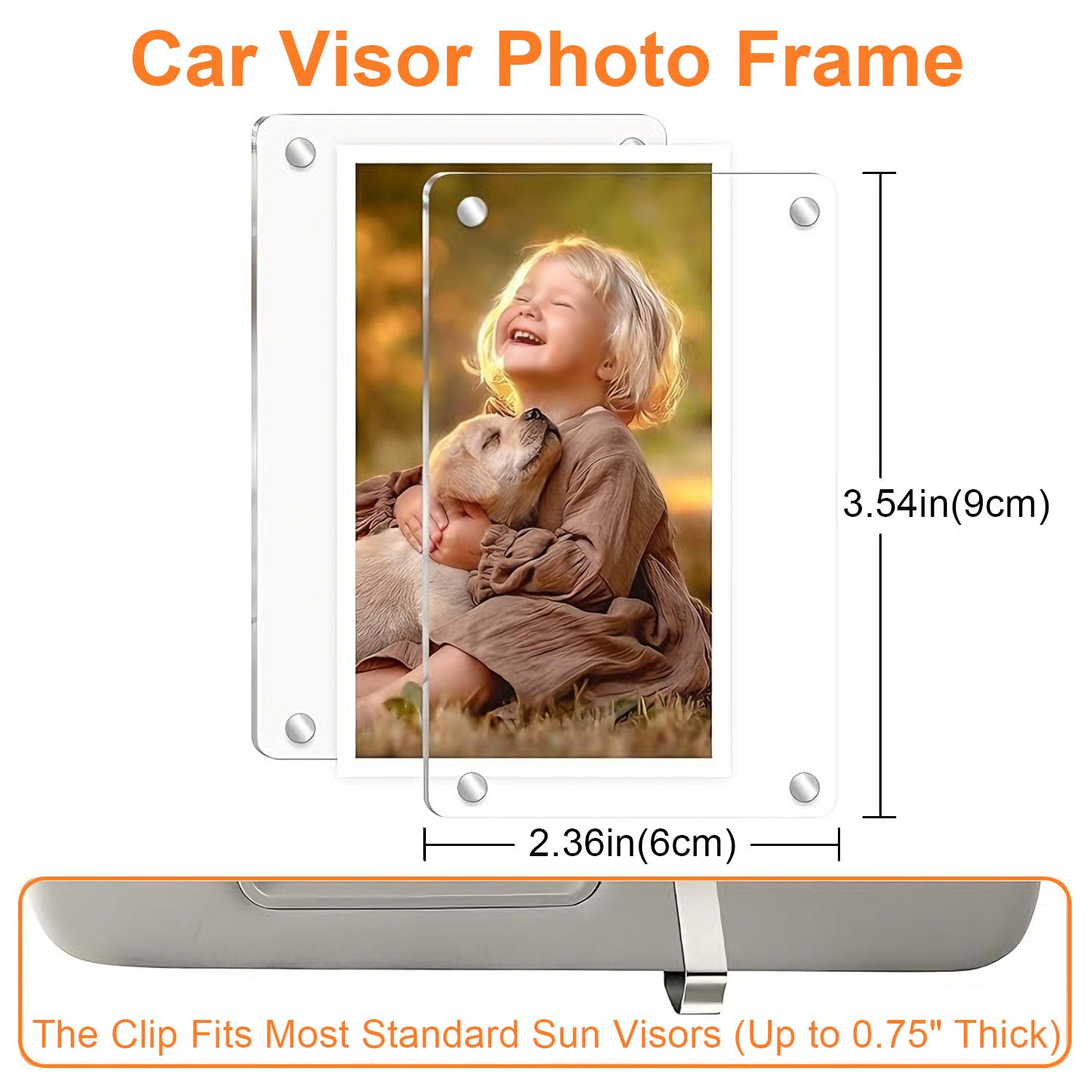 2 Pack Car Visor Magnet Photo Clip,Clear Nonslip Strong Magnetic for Photo Car Visor Clip,Auto Accessories &Couple/Pet Photos -Universal Fit Family Road Trip Memories,polaroid  car  clips