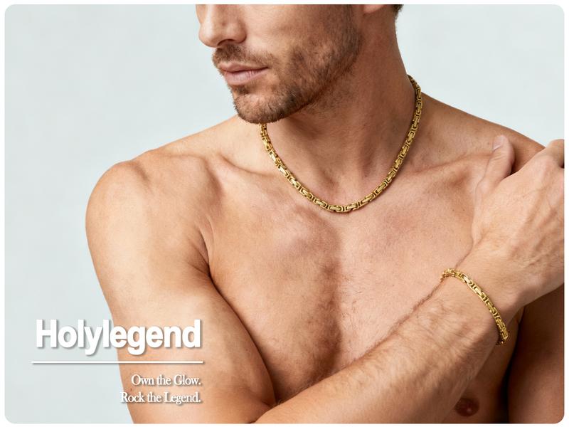 Holylegend 14K Real Gold Plated Franco & Byzantine Necklace & Bracelet Set,Jewelry Set– 5.5mm, 24 Inch, 3D Elegant, Simple & Versatile