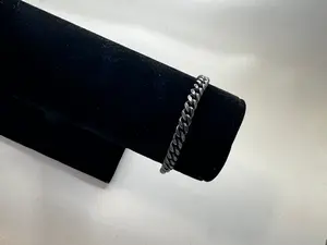 7 inch kid's stainless dark silver 6mm Cuban link bracelet w/ box clasp 