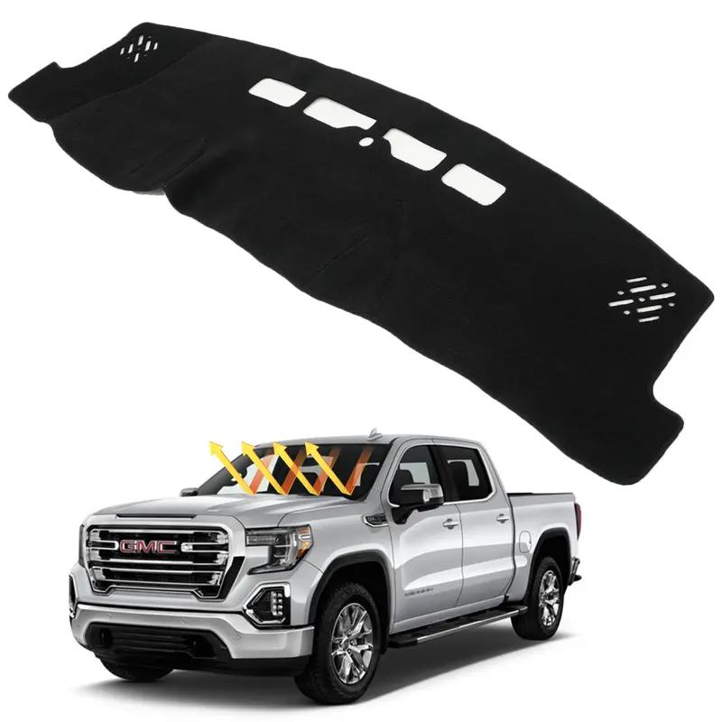 Car Dash Cover for 2014-2018 Chevy Silverado/GMC Sierra 1500, 2015-2019 Silverado/GMC Sierra 2500HD 3500HD Polyester Non-Slip Dash Mat Center Console Truck Accessories Dash Cover No Glare Black Uv Protection