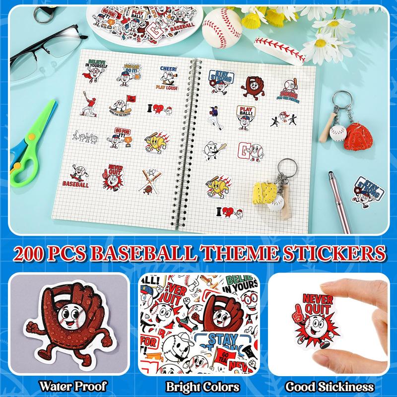 200 Pcs Easter Cartoon Vinyl Stickers Jesus Baseball Bee Golf Soccer Dumpster Fire Meme Waterproof with Positive Quote for Laptop Water Bottles Scrapbook Office Party Gifts