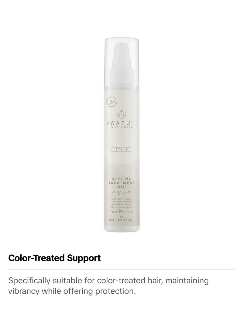 Paul Mitchell Awapuhi Ultra-Light Silky Styling Treatment Oil with Hand-Harvested Extracts for Dry Damaged Hair 0.85oz Lightweight Frizz Control Thickening Nourishing