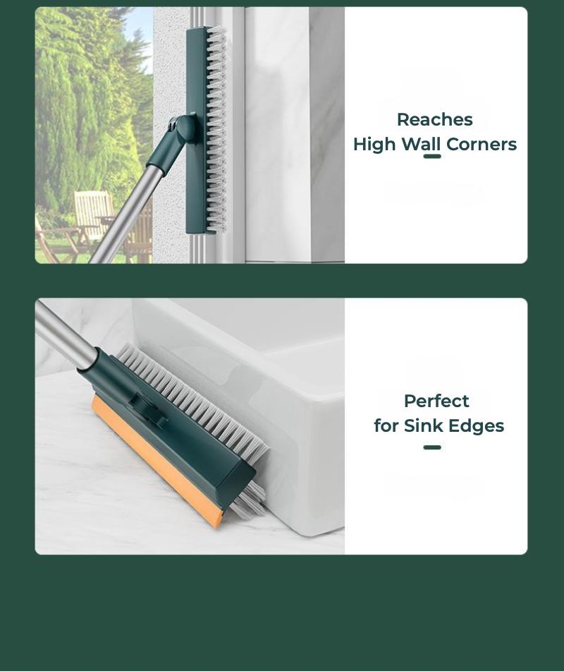 Floor Scrub Brush with Long Handle, 3-in-1 Scrape and Heavy-Duty Stiff Bristle Floor Scrubber Brush with Squeegee for Cleaning Tile Wall Deck Bathroom Patio Garage Kitchen home kit