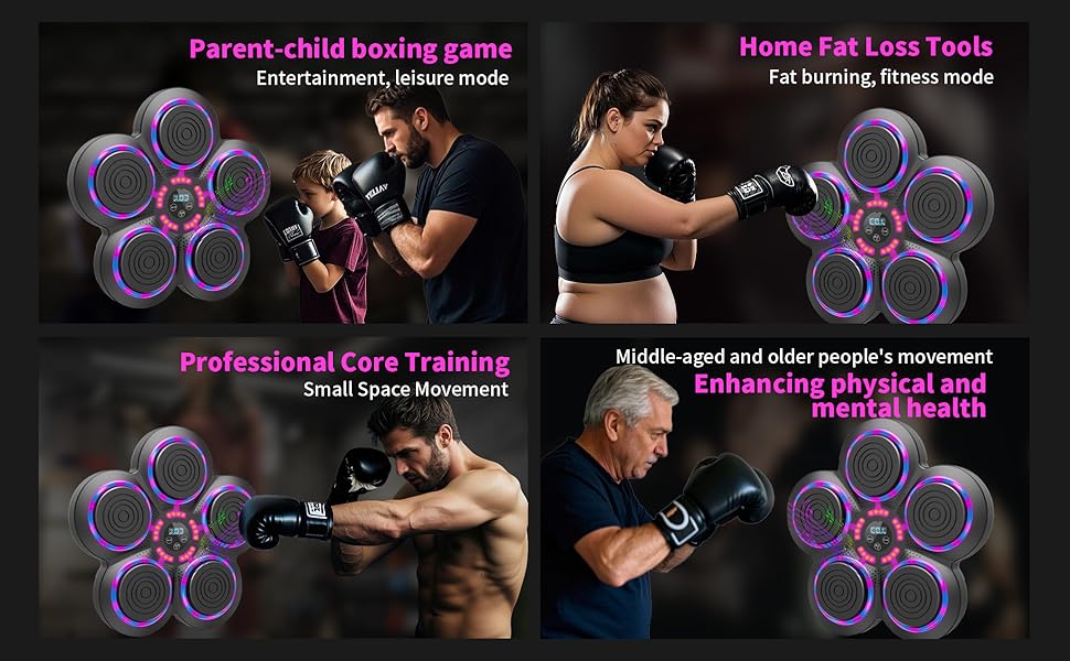 Music Boxing Machine With Boxing Gloves, Smart Bluetooth Boxing Trainer, Boxing Wall Mount Machine for Adults Kids, Electronic Boxing Target Fitness For Home Office Gym