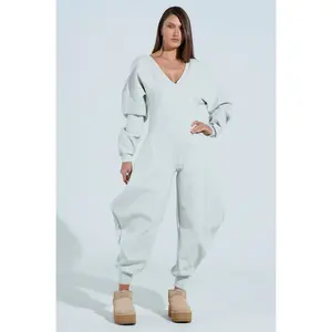 Comfortable Cozy Sweatshirt Jumpsuit - Soft Casual One-Piece Outfit