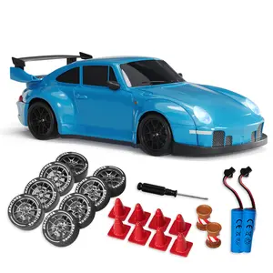 ClutchMode 2 in 1 Drift & Street RC Car — 1:24 Scale, 12.4 MPH, LED Lights & 4WD — Durable Lightweight Build — Ready-to-Go Assembly — Includes Controller, Batteries, Drift Wheels, Rubber Street Wheels, Cones, Barrels & 2 Batteries
