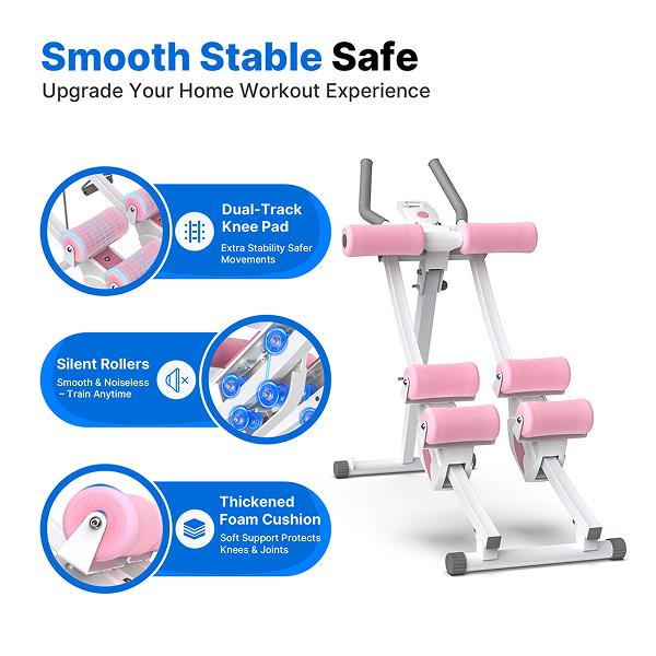 Merach Dual Track Adjustable Ab Trainer Machine with LCD Monitor,  Core & Waist Shaper at Home Gym for Women,  Foldable Exercise Machine for abs, Arm, Leg, Buttocks Shaper, Workout Equipment, TikTokShopBlackFriday