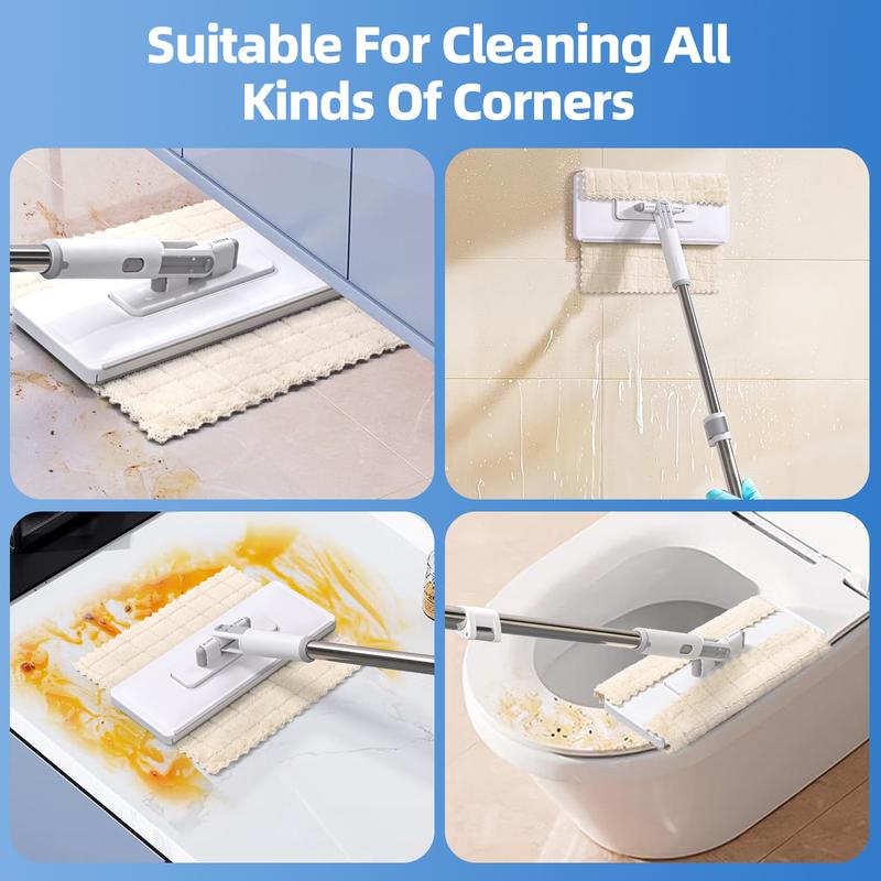 2026 Upgraded Snap Grip Mop Extendable – Contactless Flat Mop for Wet and Dry Cleaning Includes 1 Mop and 6 Microfiber Cloths Locking Head for Floors Walls Corners & Tight Gaps