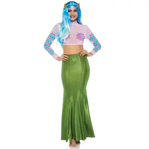 Shimmer Spandex Mermaid Costume Maxi Skirt