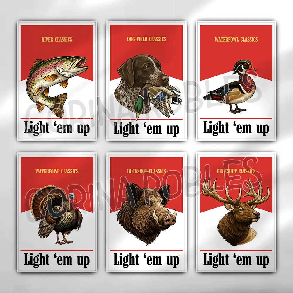 Vintage Animal Hunting Classics Poster Unframed  - Vintage Hunting Collections Decor - Gift for Hunting Lover