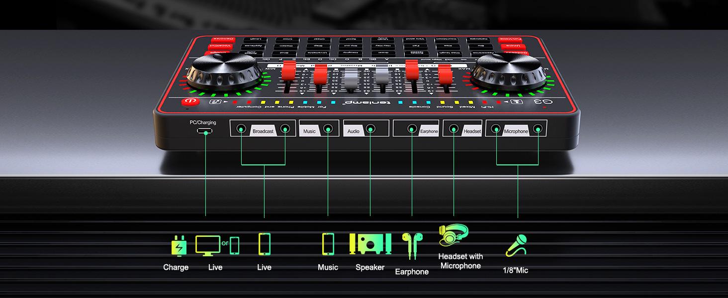 Tenlamp G3-Q8 Podcast Microphone bundle Live Sound Card Streaming Audio Mixer, Podcast Equipment with Voice Changer/Audio Interface for Live Streaming/Singing/Content Creation, with Voice Effects Soundboard Tenlamp G3-Q8 Podcast Microphone bundle Live Sound Card Streaming Audio Mixer, Podcast Equipment with Voice Changer/Audio Interface for Live Streaming/Singing/Content Creation, with Voice Effects Soundboard